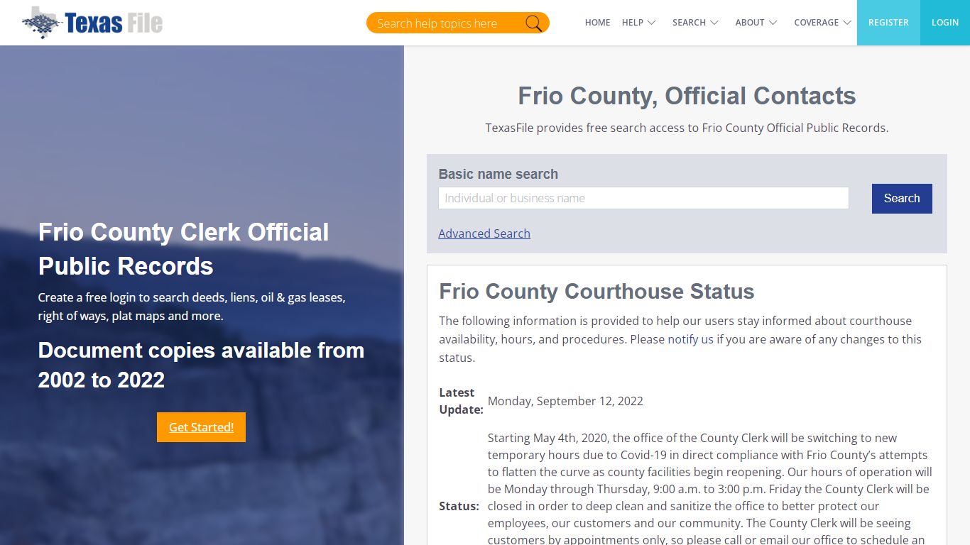 Frio County Clerk Official Public Records | TexasFile